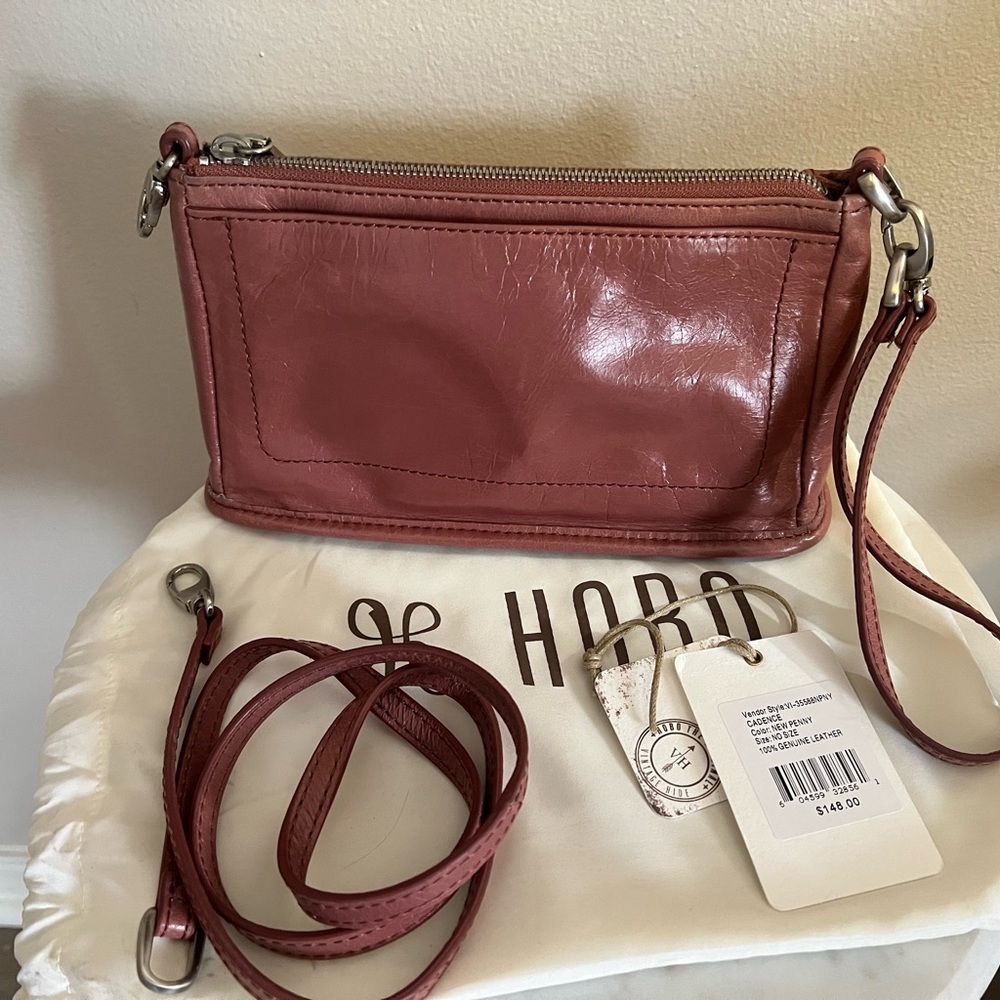 HOBO Cadence Leather Crossbody Bag Wristlet in New Penny Color